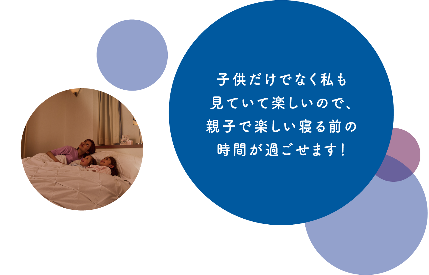 子供だけでなく私も見ていて楽しいので、親子で楽しい寝る前の時間が過ごせます！